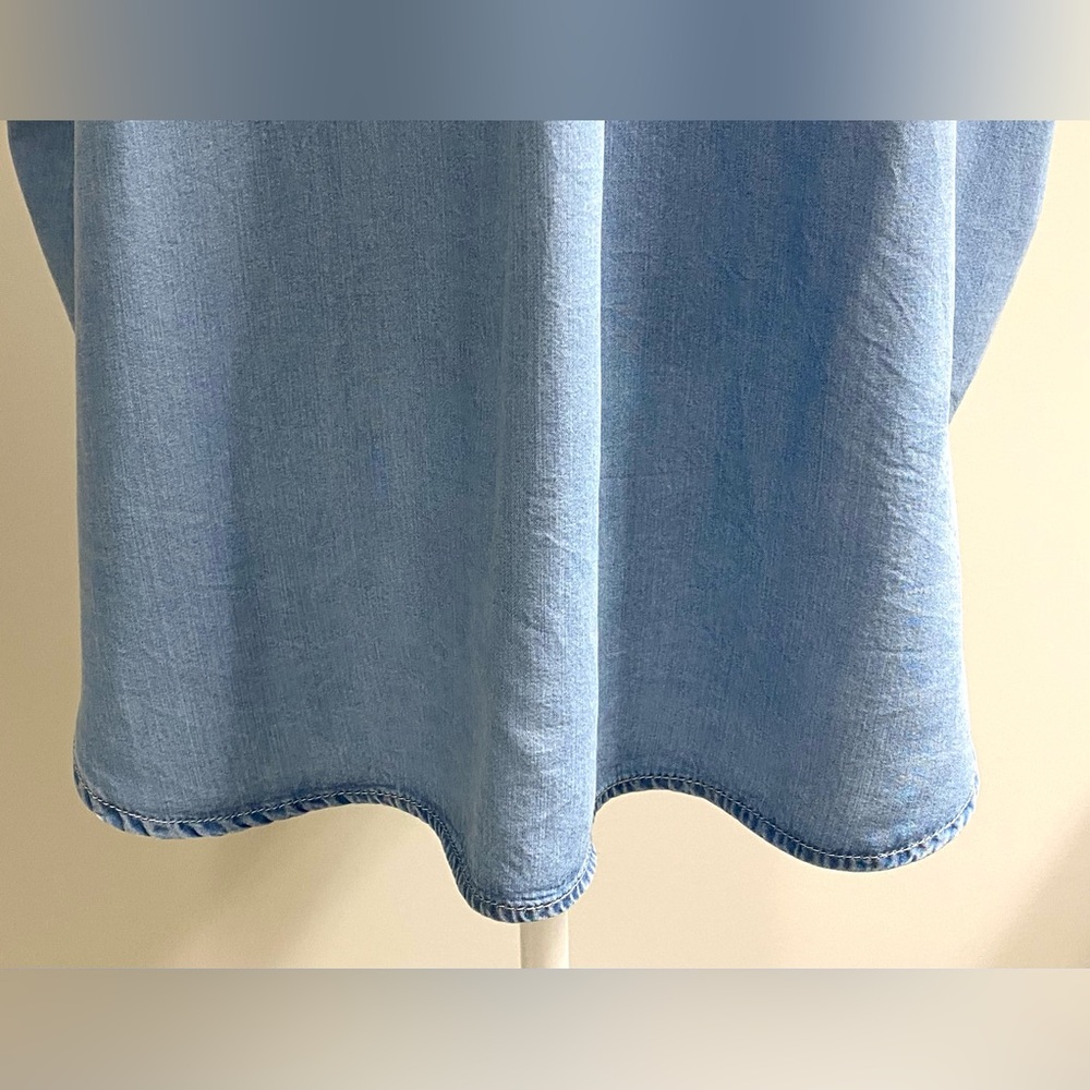 GAP Womens L Solid Blue Oversized Denim Top Boho 90s Minimalism Cottagecore - Picture 6 of 13